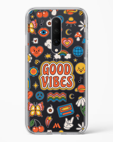 Stickered Good Vibes Crystal Clear Transparent Case-(OnePlus)