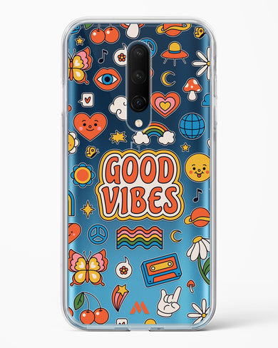 Stickered Good Vibes Crystal Clear Transparent Case-(OnePlus)