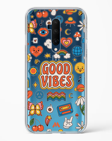 Stickered Good Vibes Crystal Clear Transparent Case-(OnePlus)