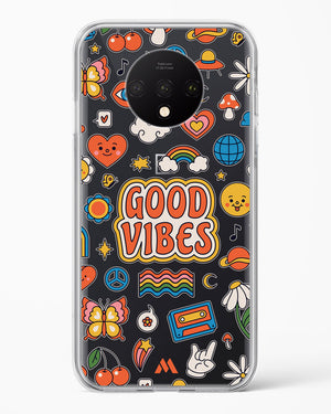 Stickered Good Vibes Crystal Clear Transparent Case-(OnePlus)