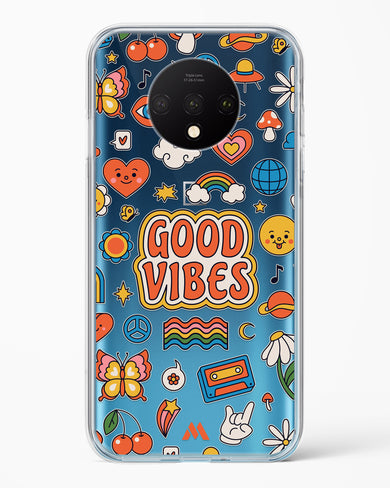 Stickered Good Vibes Crystal Clear Transparent Case-(OnePlus)