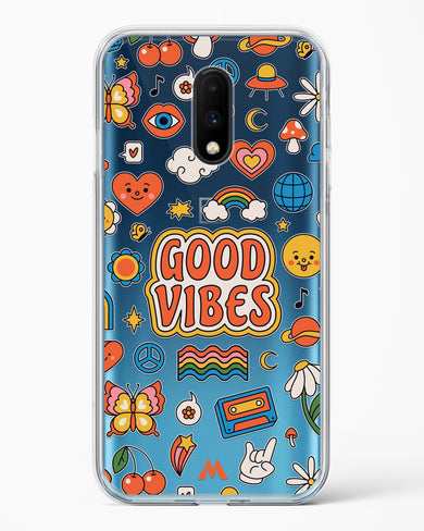 Stickered Good Vibes Crystal Clear Transparent Case-(OnePlus)