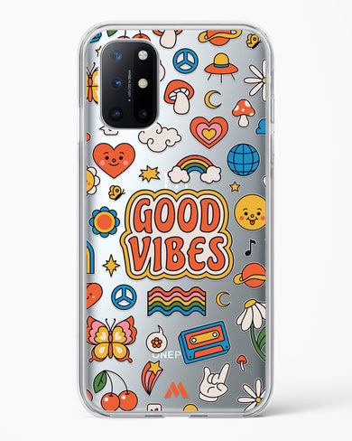 Stickered Good Vibes Crystal Clear Transparent Case-(OnePlus)