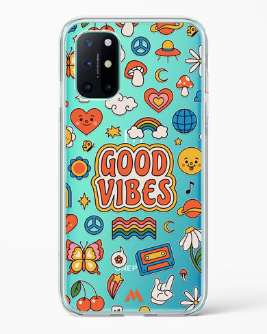 Stickered Good Vibes Crystal Clear Transparent Case-(OnePlus)