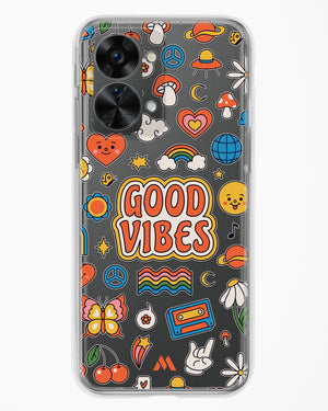 Stickered Good Vibes Crystal Clear Transparent Case-(OnePlus)