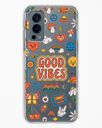 Stickered Good Vibes Crystal Clear Transparent Case-(OnePlus)