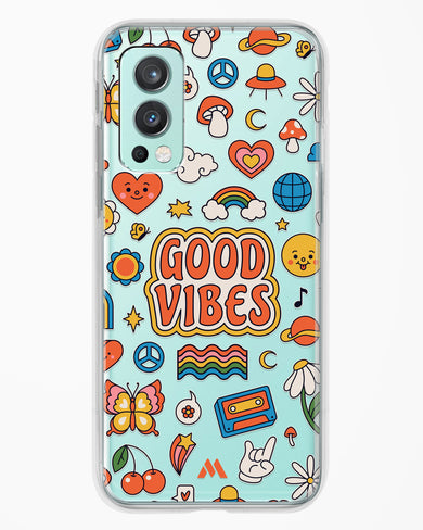 Stickered Good Vibes Crystal Clear Transparent Case-(OnePlus)