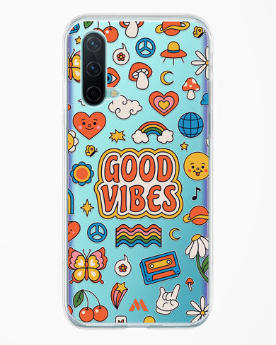 Stickered Good Vibes Crystal Clear Transparent Case-(OnePlus)