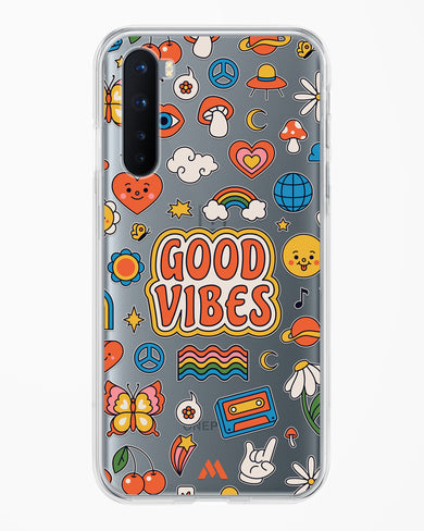 Stickered Good Vibes Crystal Clear Transparent Case-(OnePlus)