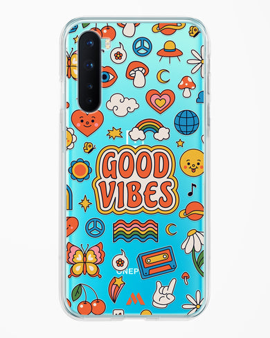 Stickered Good Vibes Crystal Clear Transparent Case-(OnePlus)