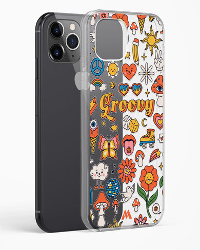 Stickered Grooviness Crystal Clear Transparent Case-(Apple)