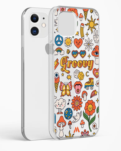 Stickered Grooviness Crystal Clear Transparent Case-(Apple)