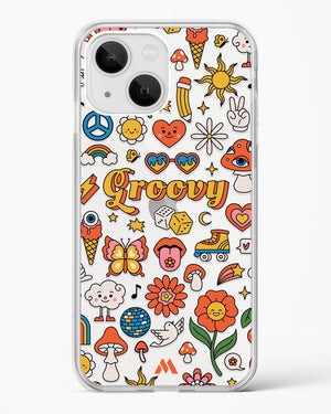 Stickered Grooviness Crystal Clear Transparent Case-(Apple)