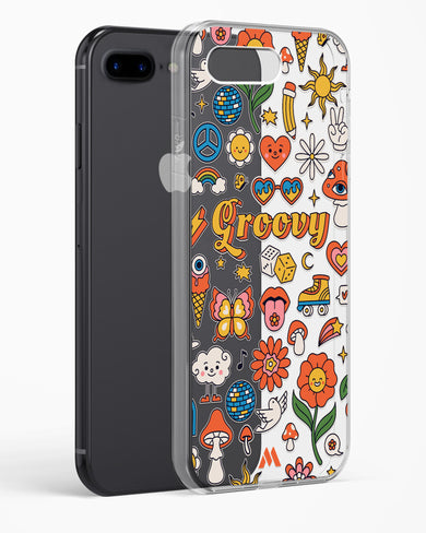 Stickered Grooviness Crystal Clear Transparent Case-(Apple)