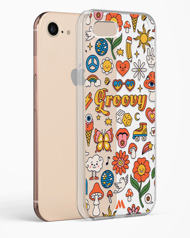 Stickered Grooviness Crystal Clear Transparent Case-(Apple)