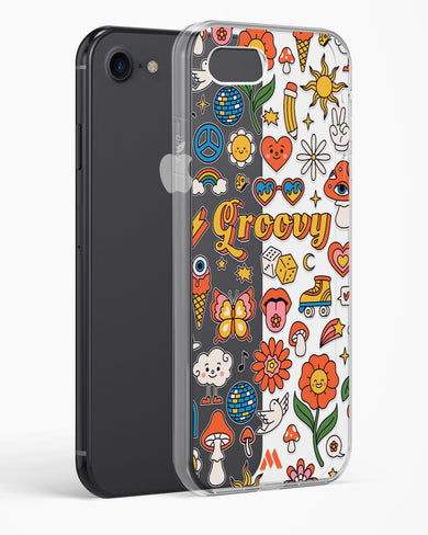 Stickered Grooviness Crystal Clear Transparent Case-(Apple)