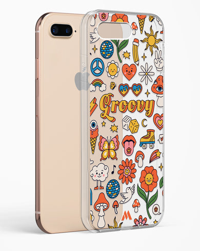 Stickered Grooviness Crystal Clear Transparent Case-(Apple)