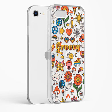 Stickered Grooviness Crystal Clear Transparent Case-(Apple)