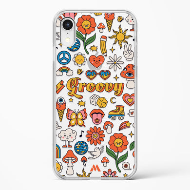 Stickered Grooviness Crystal Clear Transparent Case-(Apple)