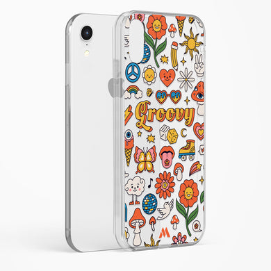 Stickered Grooviness Crystal Clear Transparent Case-(Apple)