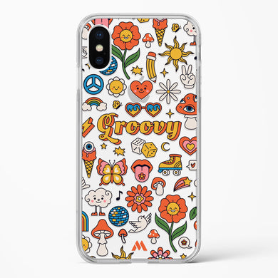 Stickered Grooviness Crystal Clear Transparent Case-(Apple)