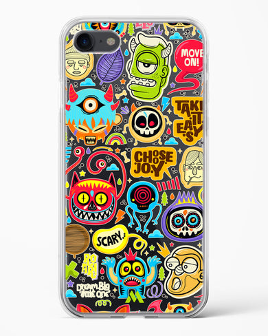 Stickered Monsters Crystal Clear Transparent Case-(Apple)