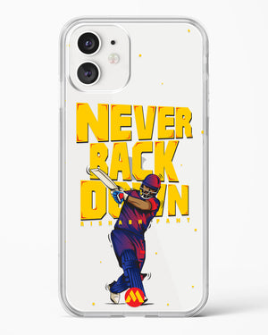 Rishabh Pant Never Back Down Crystal Clear Transparent Case-(Apple)