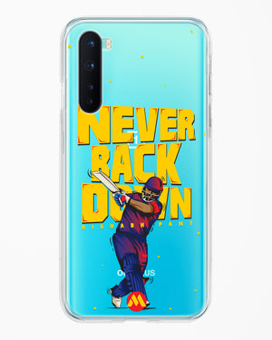 Rishabh Pant Never Back Down Crystal Clear Transparent Case-(OnePlus)