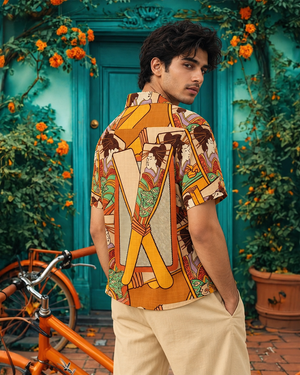 Geisha Reflections Men Linen Shirt