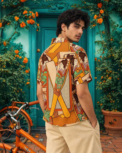 Geisha Reflections Men Linen Shirt