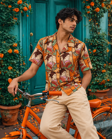 Geisha Reflections Men Linen Shirt