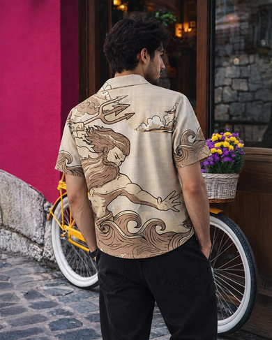 Poseidon’s Wrath Men Linen Shirt