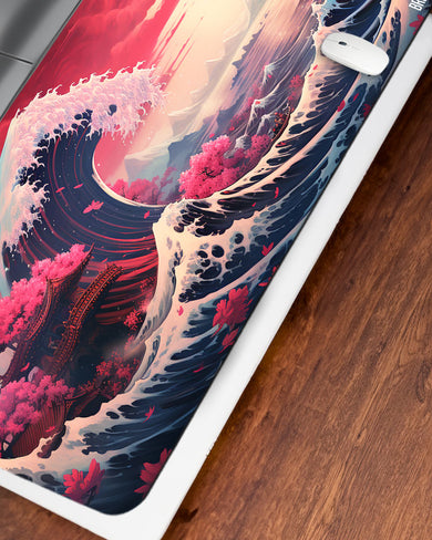 Great Wave Rising [BREATHE] Desk Mat