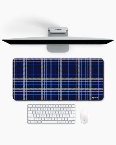 Indigo Grid Desk Mat