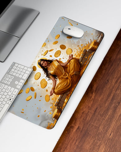 Lakshmi Raining Bitcoin Desk Mat