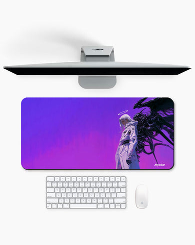 Dark Angel in Purple Sky Desk Mat