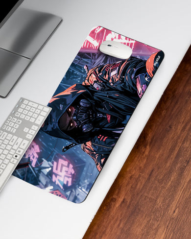 Futuristic Cyber Ninja Desk Mat