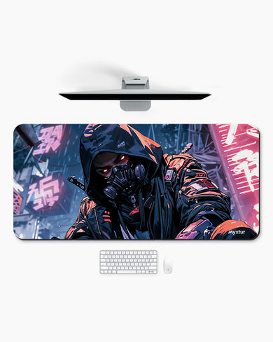 Futuristic Cyber Ninja Desk Mat