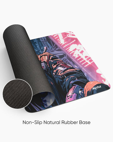 Futuristic Cyber Ninja Desk Mat