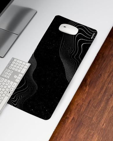 Monochrome Wave Desk Mat