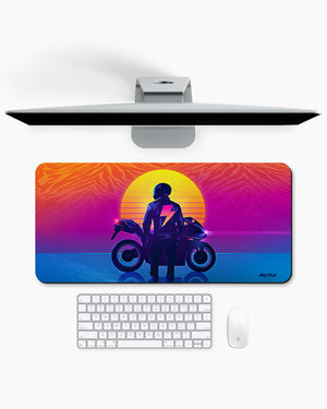 Retro Rider in Yellow Gaming Desk Mat M 1