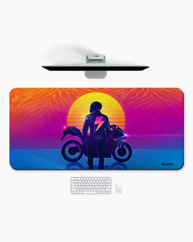 Retro Rider in Yellow Desk Mat