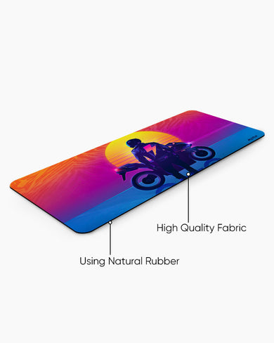 Retro Rider in Yellow Desk Mat