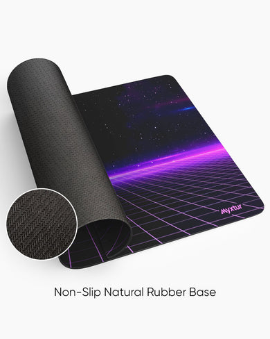 Retro Vibes with Purple Stripes Desk Mat