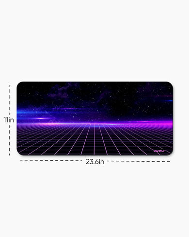 Retro Vibes with Purple Stripes Desk Mat