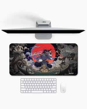 Samurai Shrine with Crimson Sun Gaming Desk Mat M 1