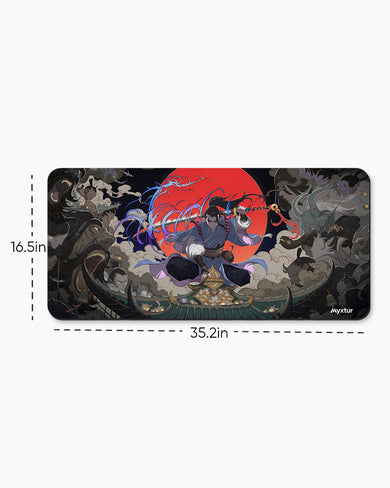 Samurai Shrine with Crimson Sun Desk Mat