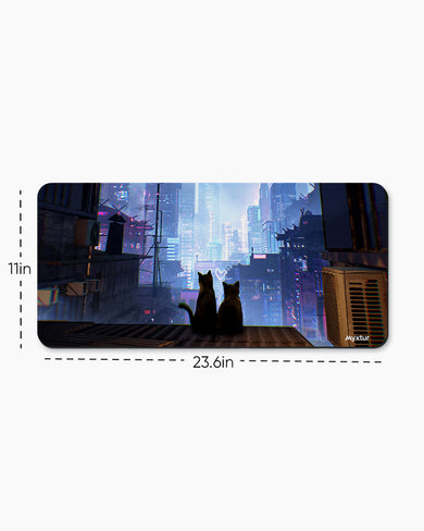 Neon-Whiskers Desk Mat