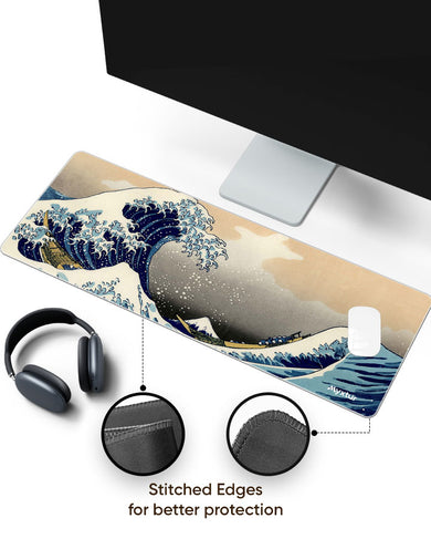 The Great Wave off Kanagawa [Katsushika Hokusai] Panaroma Desk Mat