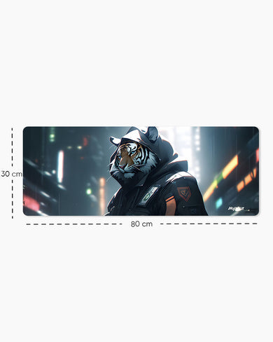 Tiger in a Trench Panaroma Desk Mat